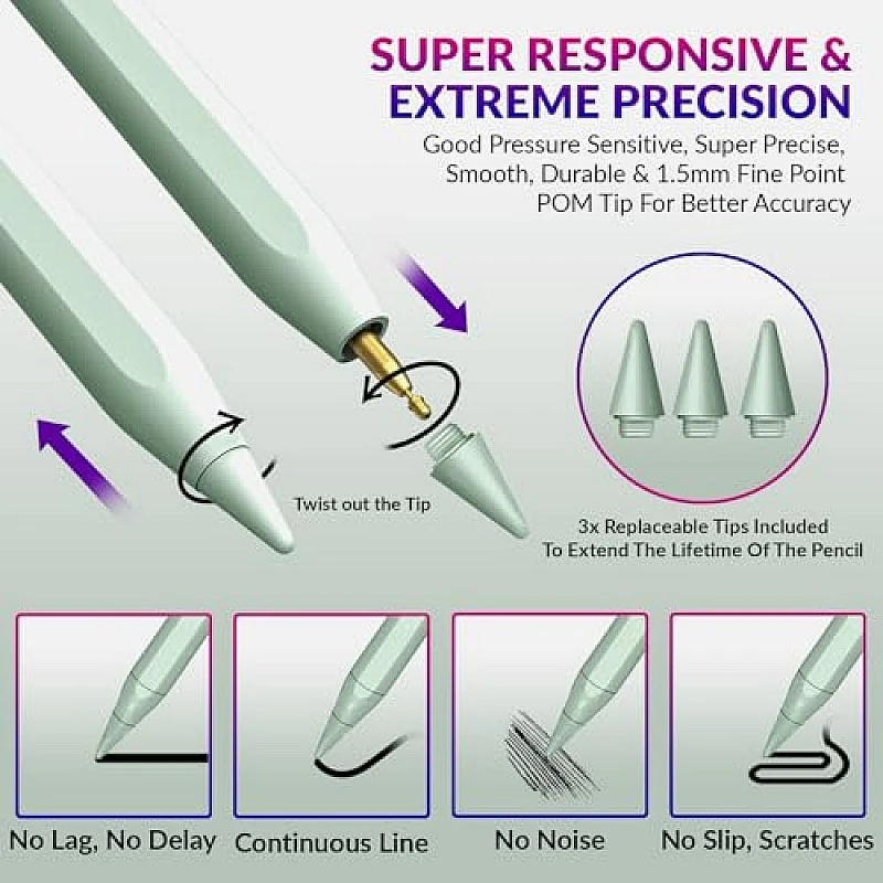 Tukzer 5-Replacement Tip Compatible with Tukzer Stylus Pen for iPad Palm Rejection, 2nd Gen Tukzer 5-Replacement Tip Compatible with Tukzer Stylus Pen for iPad Palm Rejection, 2nd Gen