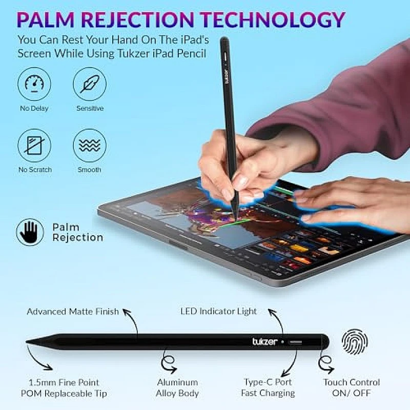 Tukzer 5-Replacement Tip Compatible with Tukzer Stylus Pen for iPad Palm Rejection, 2nd Gen Tukzer 5-Replacement Tip Compatible with Tukzer Stylus Pen for iPad Palm Rejection, 2nd Gen