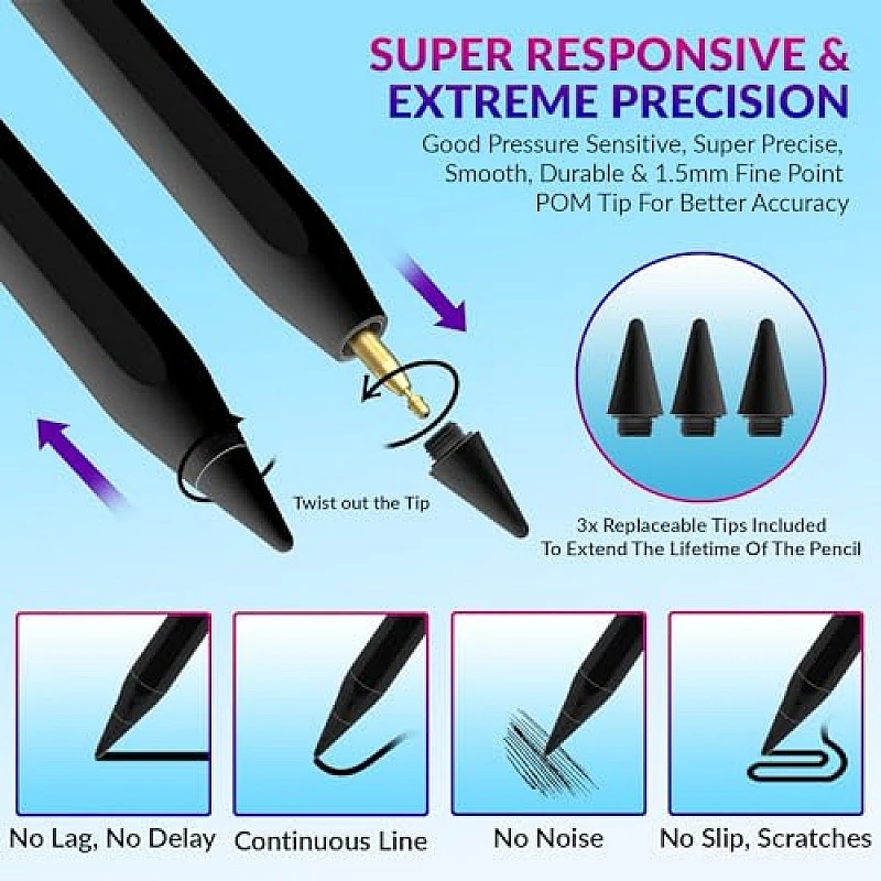 Tukzer 5-Replacement Tip Compatible with Tukzer Stylus Pen for iPad Palm Rejection, 2nd Gen Tukzer 5-Replacement Tip Compatible with Tukzer Stylus Pen for iPad Palm Rejection, 2nd Gen