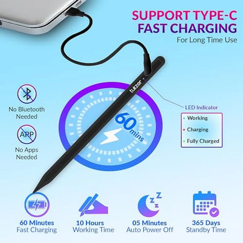 Tukzer 5-Replacement Tip Compatible with Tukzer Stylus Pen for iPad Palm Rejection, 2nd Gen Tukzer 5-Replacement Tip Compatible with Tukzer Stylus Pen for iPad Palm Rejection, 2nd Gen
