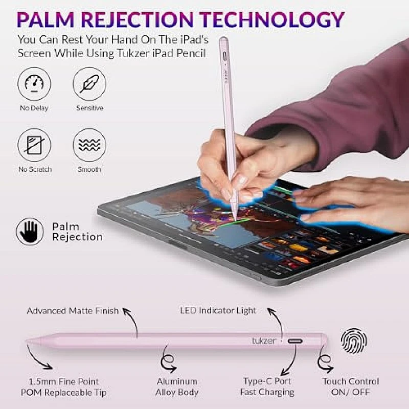 Tukzer 5-Replacement Tip Compatible with Tukzer Stylus Pen for iPad Palm Rejection, 2nd Gen Tukzer 5-Replacement Tip Compatible with Tukzer Stylus Pen for iPad Palm Rejection, 2nd Gen