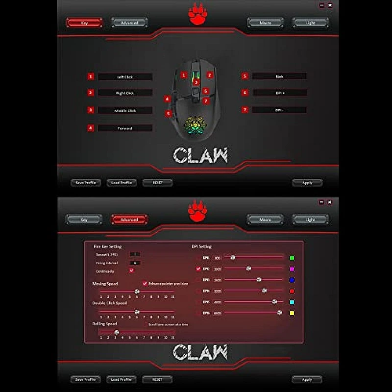 CLAW Chuff Wired Gaming Mouse, 6400 DPI with 7 Programmable Buttons via Customization Software CLAW Chuff Wired Gaming Mouse, 6400 DPI with 7 Programmable Buttons via Customization Software