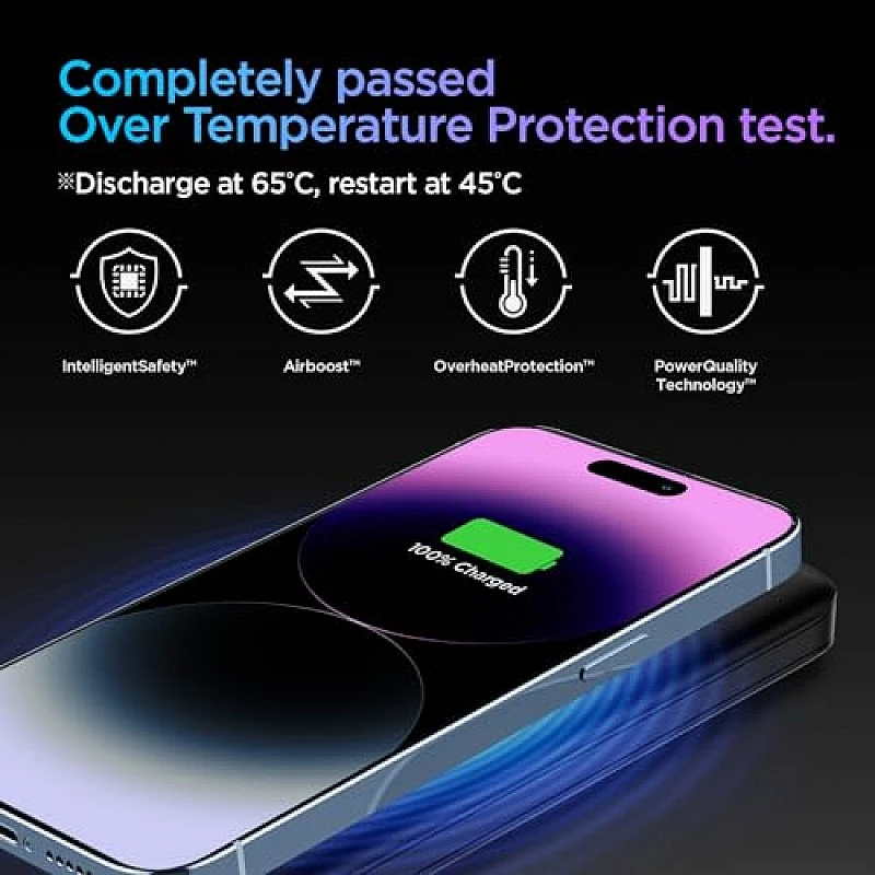 Spigen 3in1 10000mAh Wireless Charging Power Bank with USB-A USB-C 20W Fast Charging, Included USB-A to USB-C Cable, - Black Spigen 3in1 10000mAh Wireless Charging Power Bank with USB-A USB-C 20W Fast Charging, Included USB-A to USB-C Cable, - Black