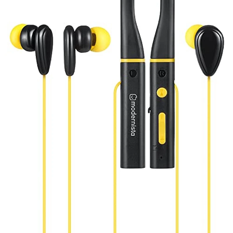 Modernista PowerBass 200 Bluetooth 5.0 Wireless Neckband in Ear Earphones Mic (Yellow) Modernista PowerBass 200 Bluetooth 5.0 Wireless Neckband in Ear Earphones Mic (Yellow)