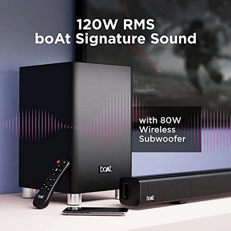boAt Aavante Bar 1750 2.1 Channel Bluetooth Soundbar with 120W RMS Signature Sound, Wireless (Premium Black) boAt Aavante Bar 1750 2.1 Channel Bluetooth Soundbar with 120W RMS Signature Sound, Wireless (Premium Black)