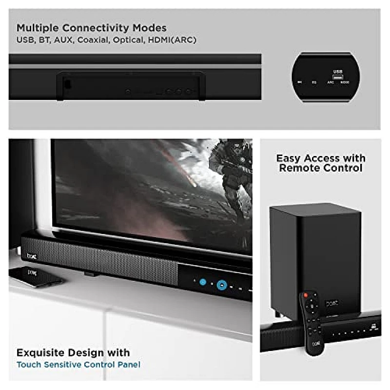 boAt Aavante Bar 1750 2.1 Channel Bluetooth Soundbar with 120W RMS Signature Sound, Wireless (Premium Black) boAt Aavante Bar 1750 2.1 Channel Bluetooth Soundbar with 120W RMS Signature Sound, Wireless (Premium Black)