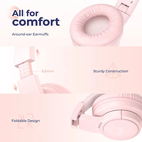 Tribit Headphones with Mic, Girls Headphones Wired Over Ear Headsets with Limited Volume 85dB/ 94dB, 3.5mm Jack Compatible Smartphones Tablet