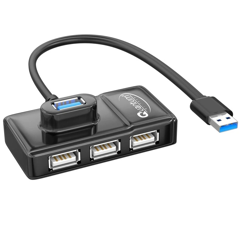 Quantum 4 Port USB Hub with High Speed Data Transfer QHM7532 (Black) Quantum 4 Port USB Hub with High Speed Data Transfer QHM7532 (Black)