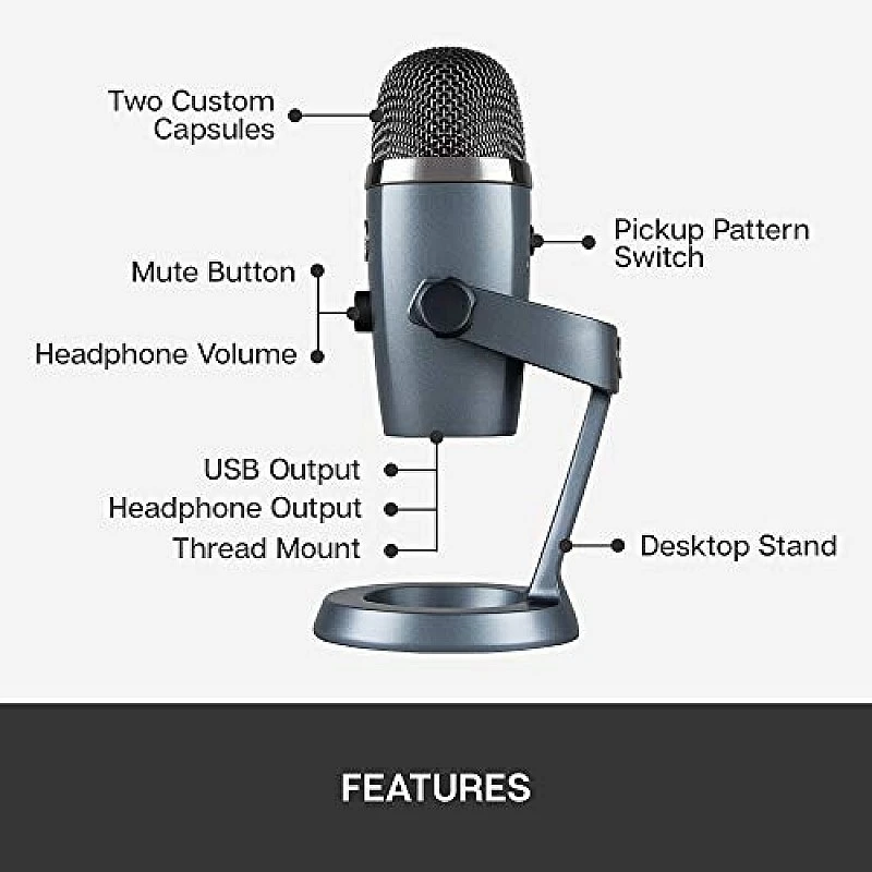 Blue Yeti Nano Premium USB Microphone for Recording, Streaming, Gaming, Podcasting on PC and Mac, Condenser Mic Shadow Grey Blue Yeti Nano Premium USB Microphone for Recording, Streaming, Gaming, Podcasting on PC and Mac, Condenser Mic Shadow Grey