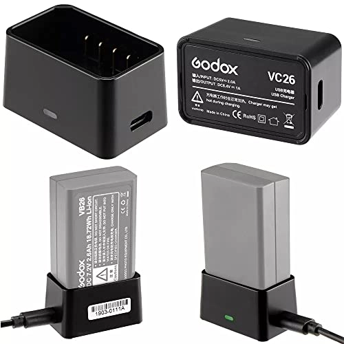 Godox VC26 USB Battery Charger | DC 5V Input | DC 8.4V Output Lithium Battery Godox VC26 USB Battery Charger | DC 5V Input | DC 8.4V Output Lithium Battery