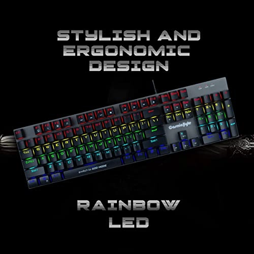 Cosmic Byte CB-GK-28 Vanth Mechanical Keyboard Upgraded with Swappable Outemu Red Switches and Rainbow LED Black