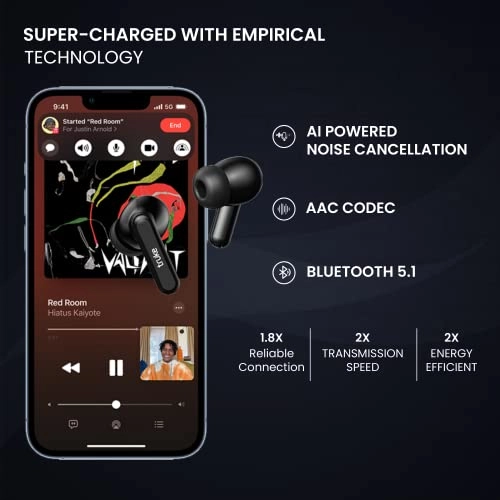 truke Air Buds Lite True Wireless in Ear Earbuds with 10H Single Charge Playtime, Gaming Mode, ENC, AAC Codec, Bluetooth 5.1, IPX4 (Black)
