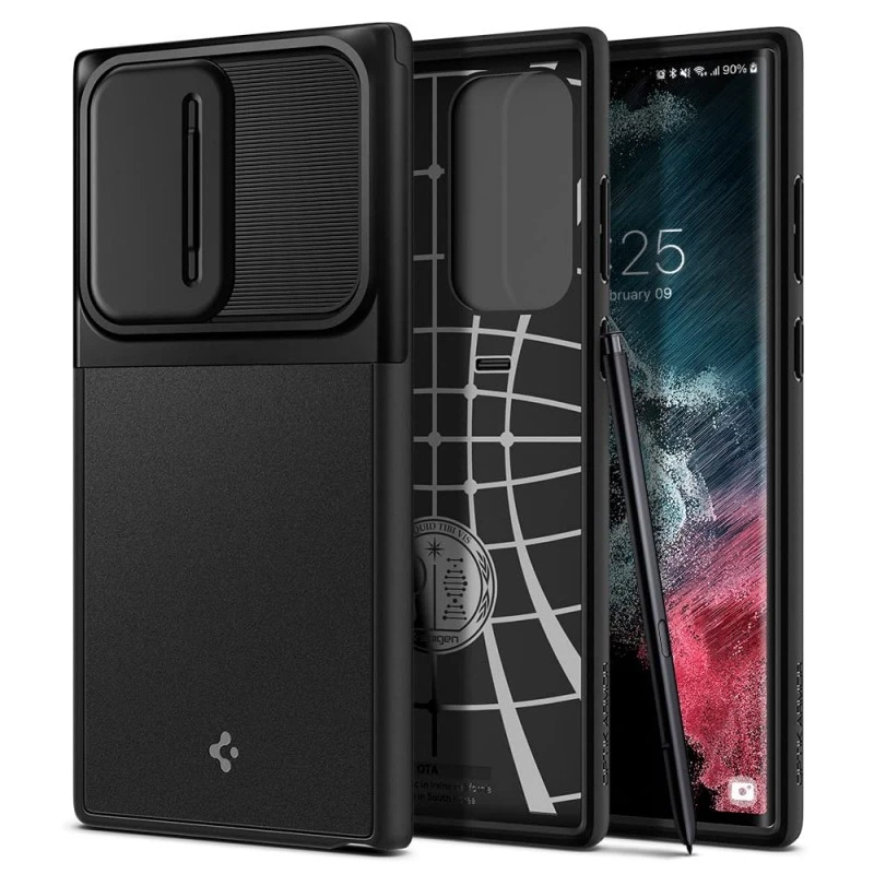 Spigen Optik Armor Back Cover Case Compatible with Galaxy S22 Ultra (TPU + Poly Carbonate Black) Spigen Optik Armor Back Cover Case Compatible with Galaxy S22 Ultra (TPU + Poly Carbonate Black)