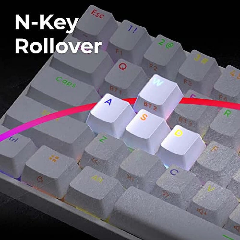 ZEBRONICS Zeb-Max Ninja 61 Keys Wireless Mechanical Keyboard With 3 Bluetooth Connections, 2.4Ghz Nano Receiver, Type C Wired ZEBRONICS Zeb-Max Ninja 61 Keys Wireless Mechanical Keyboard With 3 Bluetooth Connections, 2.4Ghz Nano Receiver, Type C Wired