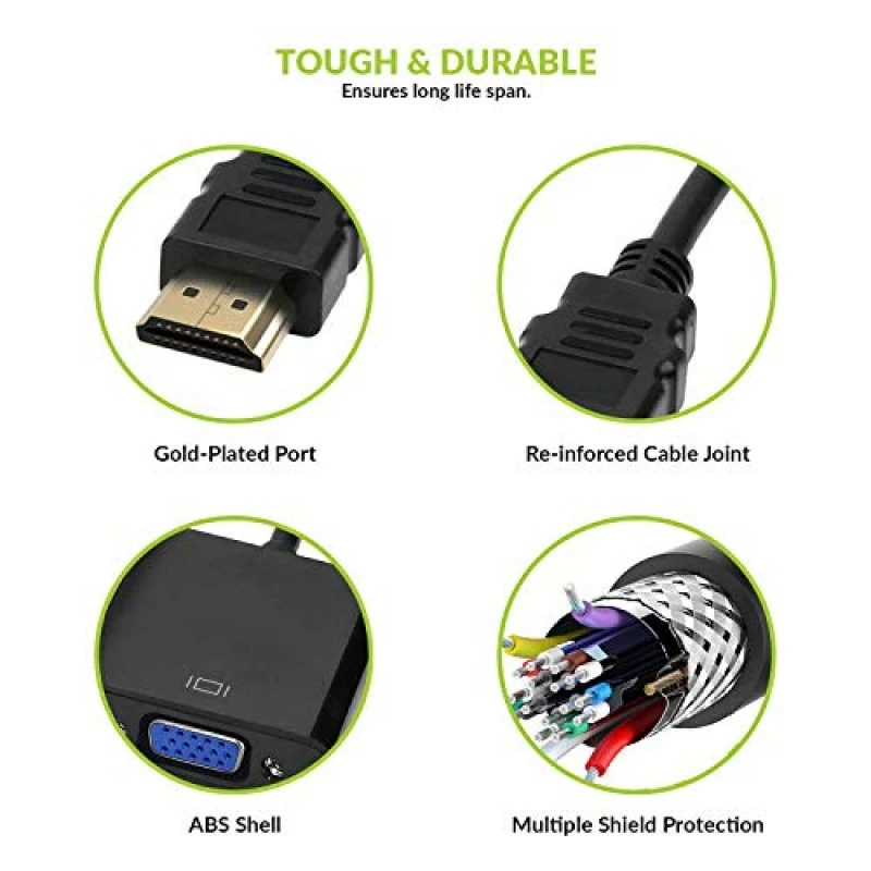 Tizum HDMI to VGA Adapter/Connector/Converter Cable 1080P (Male to Female) Compact Design Black Tizum HDMI to VGA Adapter/Connector/Converter Cable 1080P (Male to Female) Compact Design Black