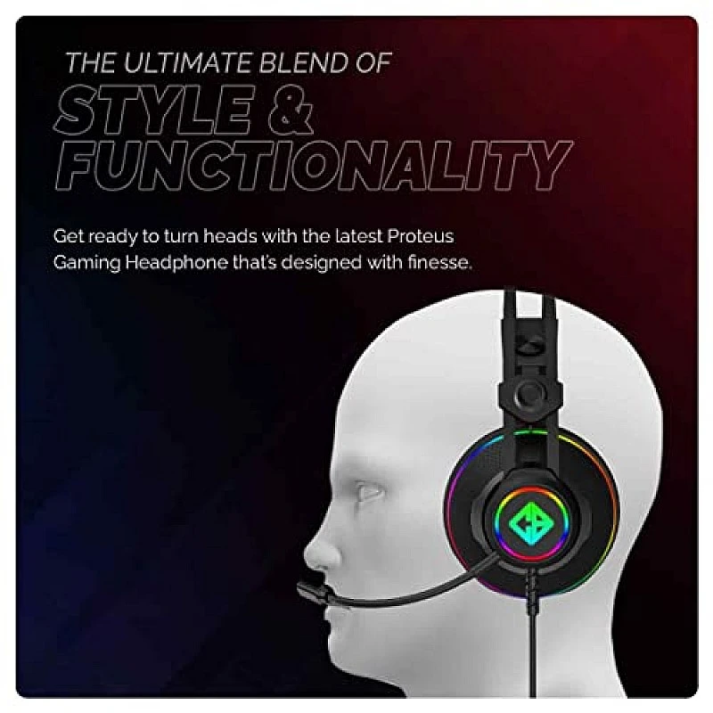 Cosmic Byte Proteus Headset Dual Input USB and 3.5mm, 7.1 Surround Sound, RGB LED, ENC Microphone Black Cosmic Byte Proteus Headset Dual Input USB and 3.5mm, 7.1 Surround Sound, RGB LED, ENC Microphone Black