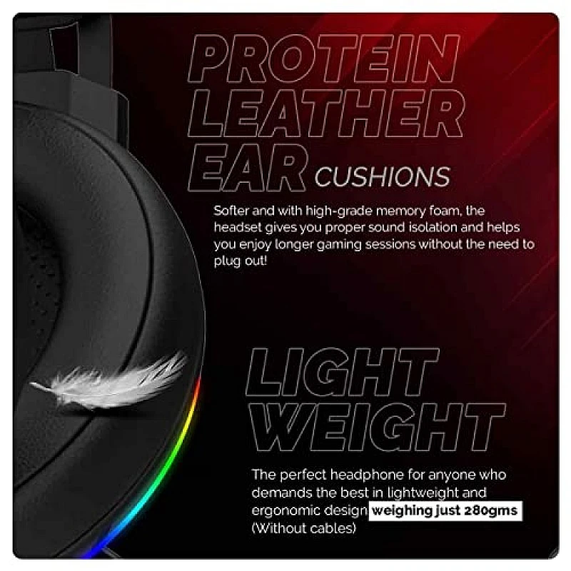 Cosmic Byte Proteus Headset Dual Input USB and 3.5mm, 7.1 Surround Sound, RGB LED, ENC Microphone Black Cosmic Byte Proteus Headset Dual Input USB and 3.5mm, 7.1 Surround Sound, RGB LED, ENC Microphone Black