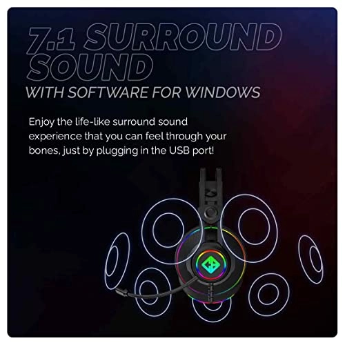 Cosmic Byte Proteus Headset Dual Input USB and 3.5mm, 7.1 Surround Sound, RGB LED, ENC Microphone Black Cosmic Byte Proteus Headset Dual Input USB and 3.5mm, 7.1 Surround Sound, RGB LED, ENC Microphone Black