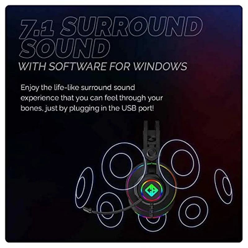 Cosmic Byte Proteus Headset Dual Input USB and 3.5mm, 7.1 Surround Sound, RGB LED, ENC Microphone Black Cosmic Byte Proteus Headset Dual Input USB and 3.5mm, 7.1 Surround Sound, RGB LED, ENC Microphone Black