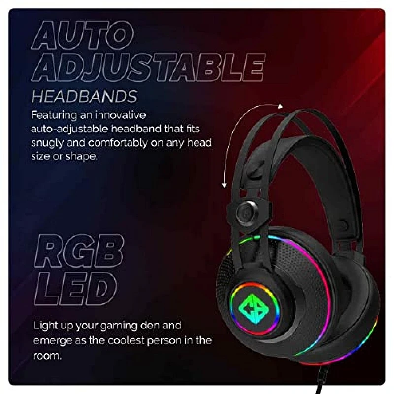 Cosmic Byte Proteus Headset Dual Input USB and 3.5mm, 7.1 Surround Sound, RGB LED, ENC Microphone Black Cosmic Byte Proteus Headset Dual Input USB and 3.5mm, 7.1 Surround Sound, RGB LED, ENC Microphone Black