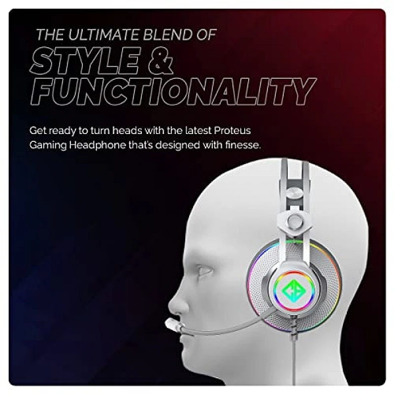Cosmic Byte Proteus Headset Dual Input USB and 3.5mm, 7.1 Surround Sound, RGB LED, ENC Microphone White Cosmic Byte Proteus Headset Dual Input USB and 3.5mm, 7.1 Surround Sound, RGB LED, ENC Microphone White