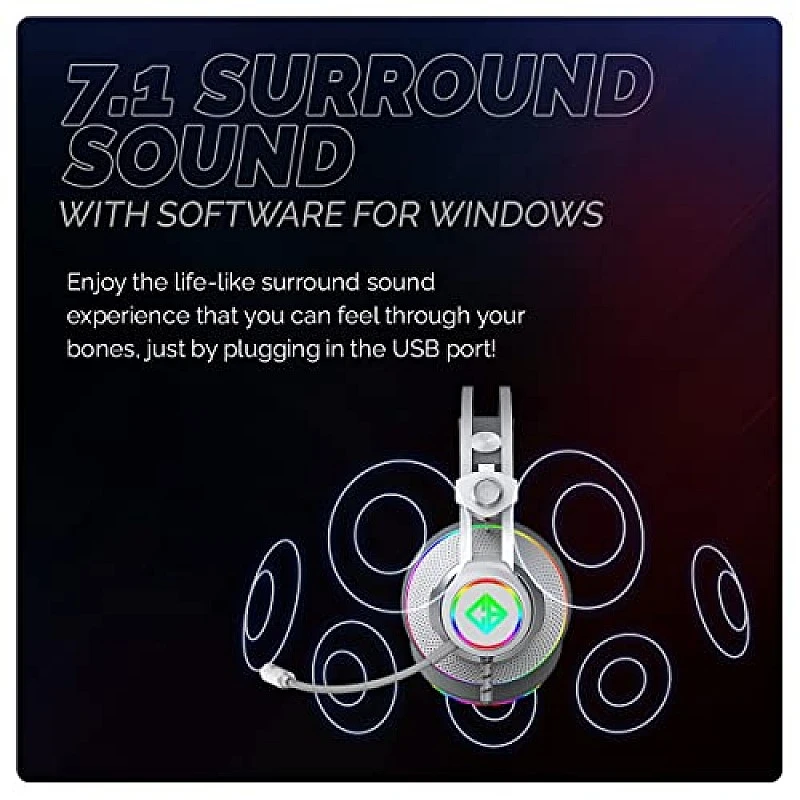 Cosmic Byte Proteus Headset Dual Input USB and 3.5mm, 7.1 Surround Sound, RGB LED, ENC Microphone White Cosmic Byte Proteus Headset Dual Input USB and 3.5mm, 7.1 Surround Sound, RGB LED, ENC Microphone White