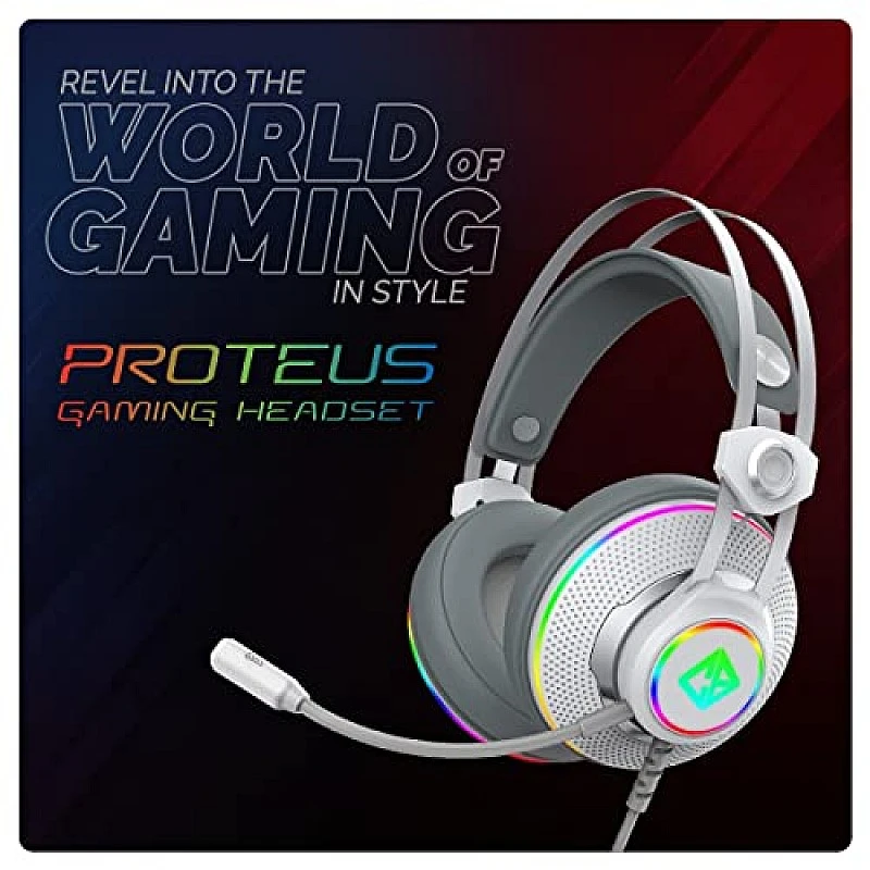 Cosmic Byte Proteus Headset Dual Input USB and 3.5mm, 7.1 Surround Sound, RGB LED, ENC Microphone White Cosmic Byte Proteus Headset Dual Input USB and 3.5mm, 7.1 Surround Sound, RGB LED, ENC Microphone White