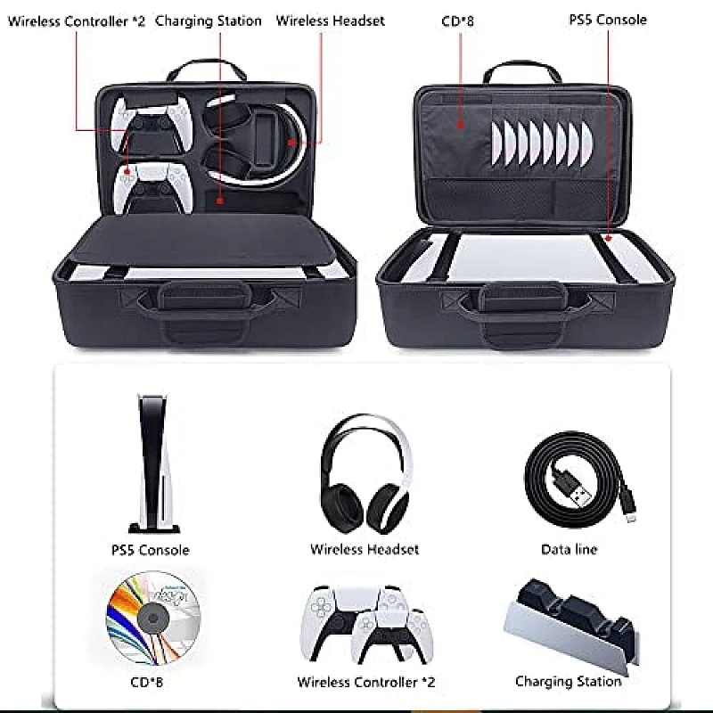 New World Storage Bag for PS5 Waterproof Shoulder Bag Black New World Storage Bag for PS5 Waterproof Shoulder Bag Black
