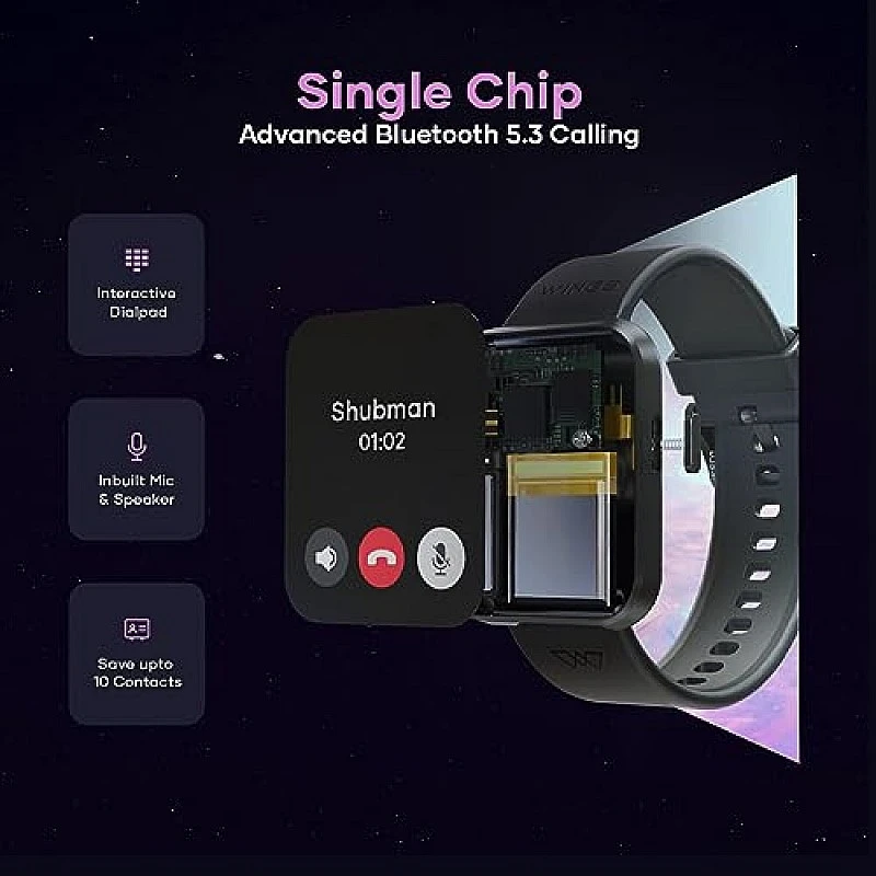 Wings Meta Smartwatch, 1.85" HD IPS Display, BT 5.3 Single Chip Calling 100+ Sport Modes Black Wings Meta Smartwatch, 1.85" HD IPS Display, BT 5.3 Single Chip Calling 100+ Sport Modes Black