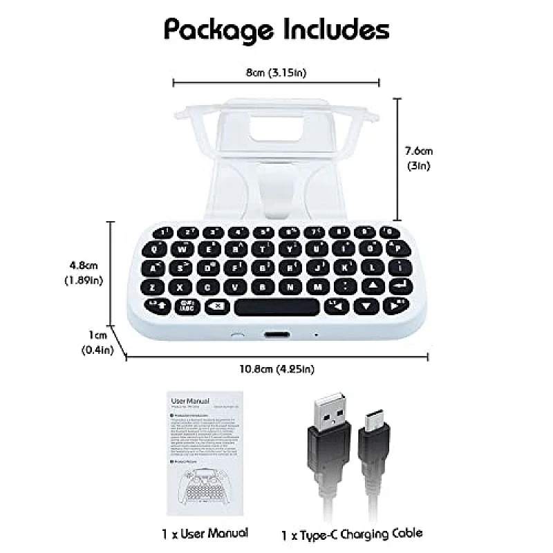 New World Wireless Controller Keyboard for PS5 White New World Wireless Controller Keyboard for PS5 White