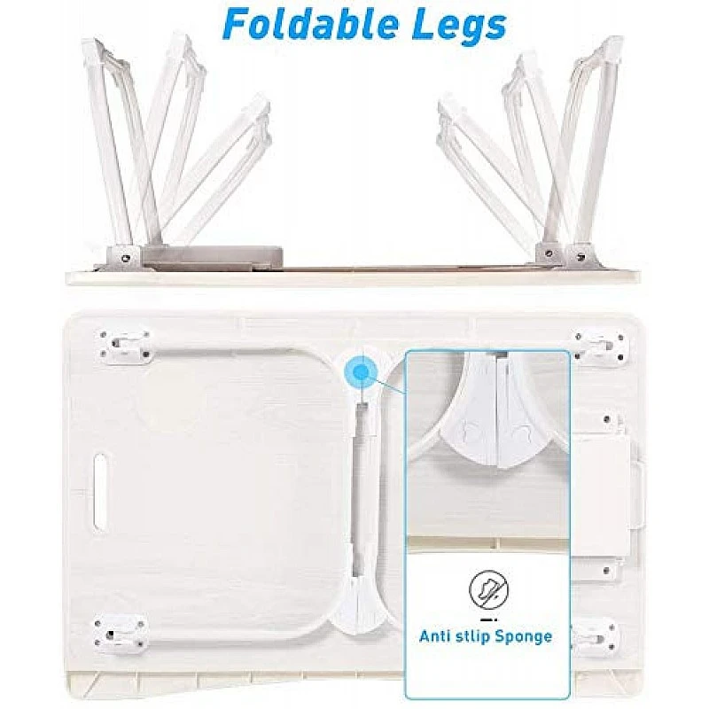 Tarkan Portable Folding Laptop Desk for Bed, Lapdesk with Handle, Drawer, Cup and Mobile Tablet Holder for Study, Eating, Work (Beige) Tarkan Portable Folding Laptop Desk for Bed, Lapdesk with Handle, Drawer, Cup and Mobile Tablet Holder for Study, Eating, Work (Beige)
