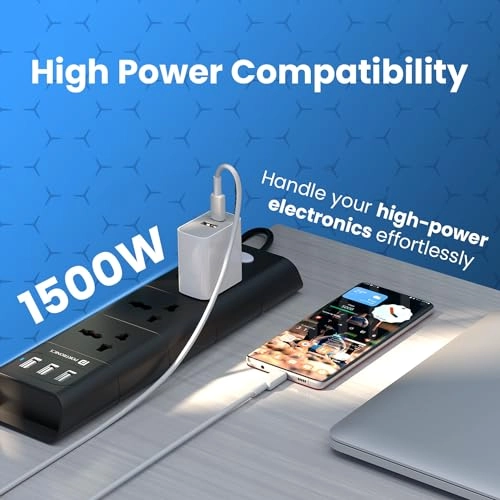 Portronics Power Plate 6 with 4 USB Port + 5 Power Sockets Extension Board, 2500W Power Converter, Cord Length 3Mtr (Black) Portronics Power Plate 6 with 4 USB Port + 5 Power Sockets Extension Board, 2500W Power Converter, Cord Length 3Mtr (Black)