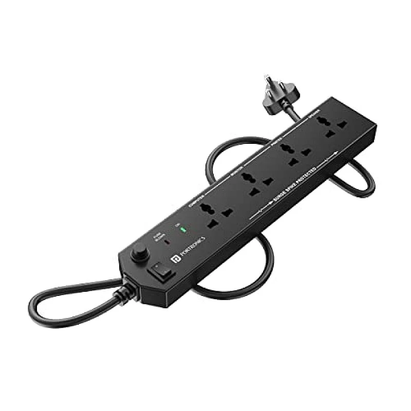 Portronics Power Plate 6 with 4 USB Port + 5 Power Sockets Extension Board, 2500W Power Converter, Cord Length 3Mtr (Black) Portronics Power Plate 6 with 4 USB Port + 5 Power Sockets Extension Board, 2500W Power Converter, Cord Length 3Mtr (Black)