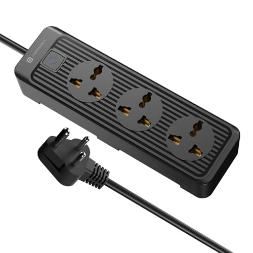 Portronics Power Plate 6 with 4 USB Port + 5 Power Sockets Extension Board, 2500W Power Converter, Cord Length 3Mtr (Black) Portronics Power Plate 6 with 4 USB Port + 5 Power Sockets Extension Board, 2500W Power Converter, Cord Length 3Mtr (Black)