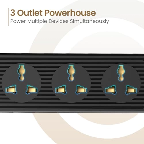 Portronics Power Plate 6 with 4 USB Port + 5 Power Sockets Extension Board, 2500W Power Converter, Cord Length 3Mtr (Black) Portronics Power Plate 6 with 4 USB Port + 5 Power Sockets Extension Board, 2500W Power Converter, Cord Length 3Mtr (Black)