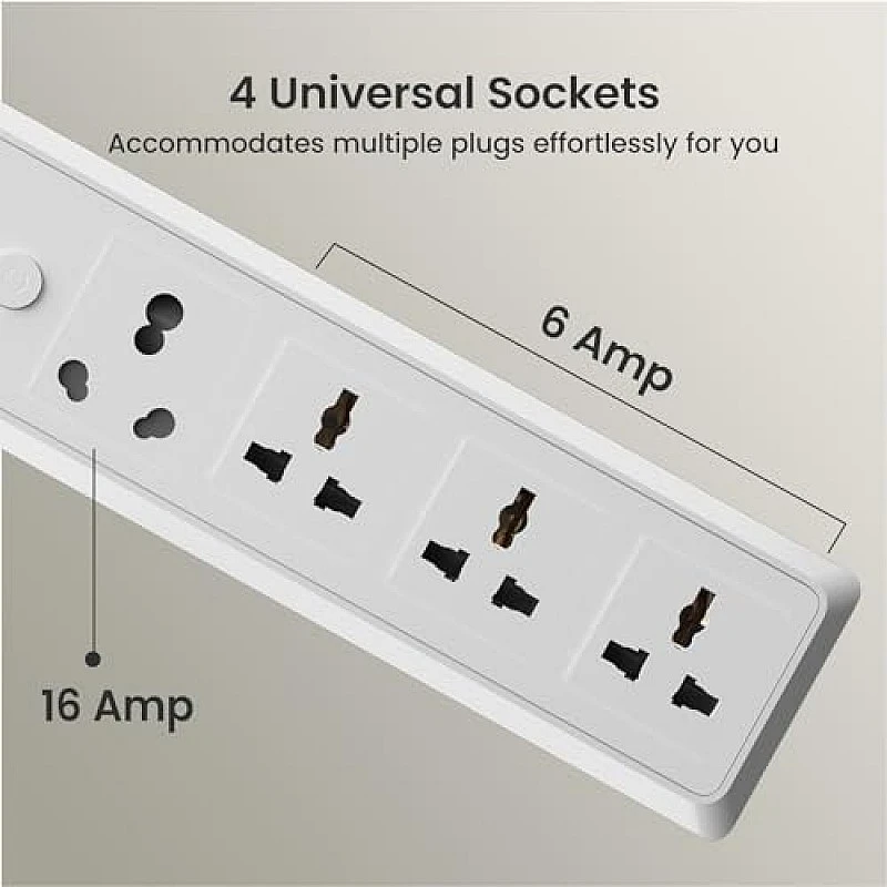 Portronics Power Plate 6 with 4 USB Port + 5 Power Sockets Extension Board, 2500W Power Converter, Cord Length 3Mtr (Black) Portronics Power Plate 6 with 4 USB Port + 5 Power Sockets Extension Board, 2500W Power Converter, Cord Length 3Mtr (Black)