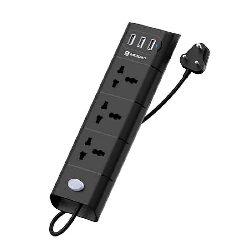 Portronics Power Plate 6 with 4 USB Port + 5 Power Sockets Extension Board, 2500W Power Converter, Cord Length 3Mtr (Black) Portronics Power Plate 6 with 4 USB Port + 5 Power Sockets Extension Board, 2500W Power Converter, Cord Length 3Mtr (Black)