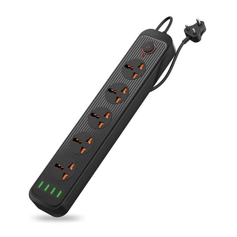 Portronics Power Plate 6 with 4 USB Port + 5 Power Sockets Extension Board, 2500W Power Converter, Cord Length 3Mtr (Black) Portronics Power Plate 6 with 4 USB Port + 5 Power Sockets Extension Board, 2500W Power Converter, Cord Length 3Mtr (Black)