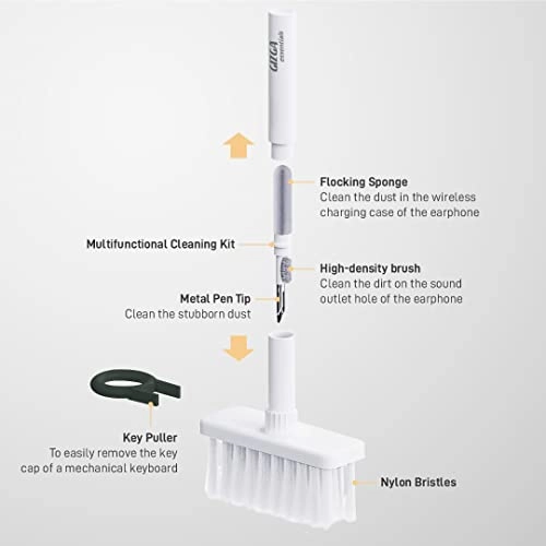 Gizga Essentials Earphone Earpod Cleaning Pen for Earbuds Wireless Earphones 5-in-1 Multifunctional Cleaning Kit White