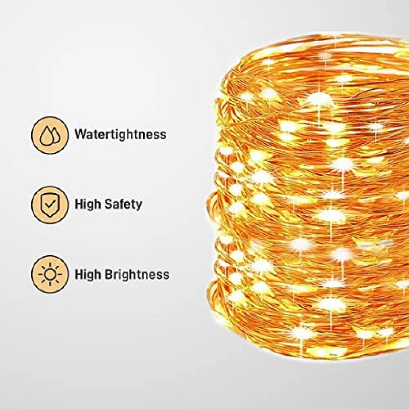 GIZGA essentials Copper LED Fairy String Lights with USB, High Brightness Party Light, 3 Meter, Warm White, Pack of 5 GIZGA essentials Copper LED Fairy String Lights with USB, High Brightness Party Light, 3 Meter, Warm White, Pack of 5