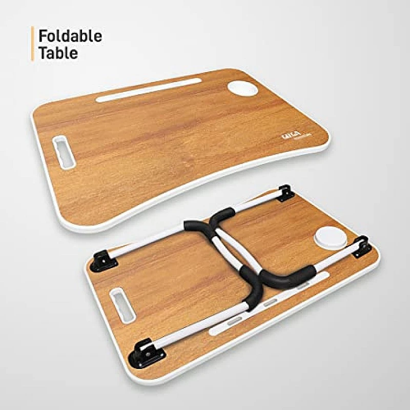 Gizga Essentials Stylish Multi-Purpose Portable Laptop Table, Foldable Wooden Desk for Bed Tan Gizga Essentials Stylish Multi-Purpose Portable Laptop Table, Foldable Wooden Desk for Bed Tan