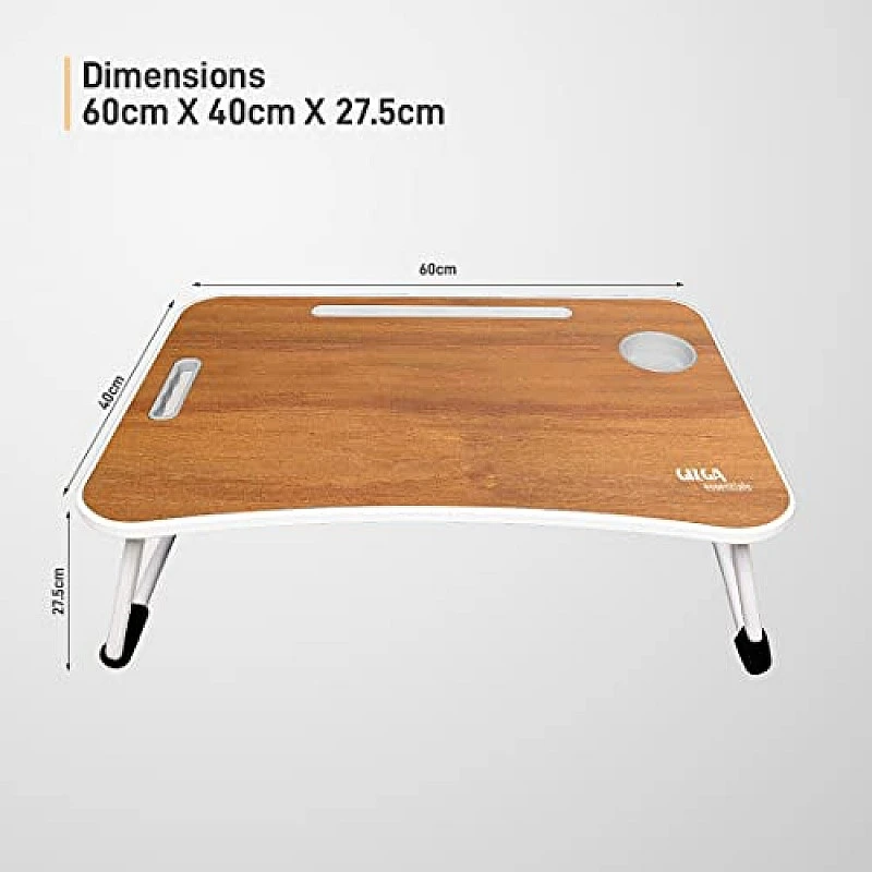 Gizga Essentials Stylish Multi-Purpose Portable Laptop Table, Foldable Wooden Desk for Bed Tan Gizga Essentials Stylish Multi-Purpose Portable Laptop Table, Foldable Wooden Desk for Bed Tan