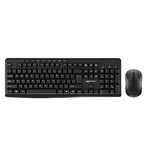 Amazon Basics Wireless Keyboard and Mouse Combo for Windows, 2.4 GHz Wireless, Spill-Resistant Design, 8 Multimedia (Black) Amazon Basics Wireless Keyboard and Mouse Combo for Windows, 2.4 GHz Wireless, Spill-Resistant Design, 8 Multimedia (Black)