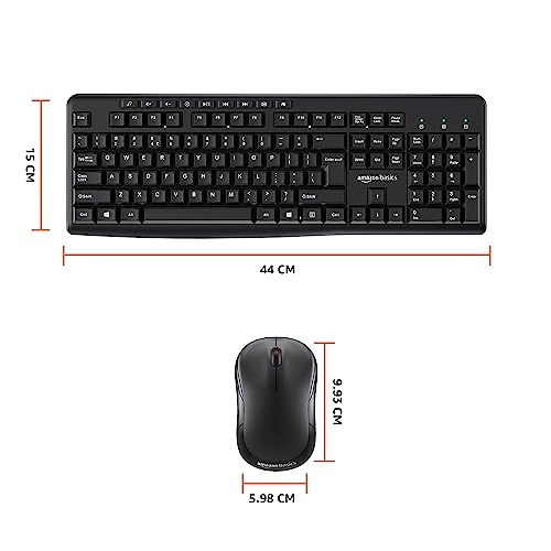 Amazon Basics Wireless Keyboard and Mouse Combo for Windows, 2.4 GHz Wireless, Spill-Resistant Design, 8 Multimedia (Black) Amazon Basics Wireless Keyboard and Mouse Combo for Windows, 2.4 GHz Wireless, Spill-Resistant Design, 8 Multimedia (Black)