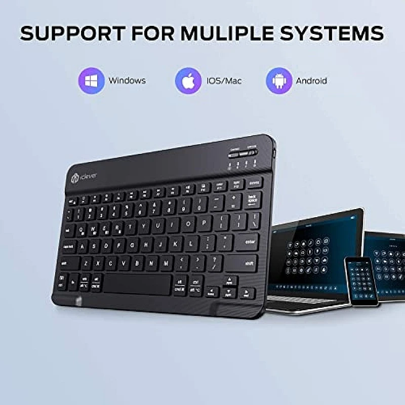 iClever Wireless Keyboard for Mac BK04, Bluetooth Keyboard for Tablet, Universal Slim Portable, 7-Colors Backlit Keyboard iClever Wireless Keyboard for Mac BK04, Bluetooth Keyboard for Tablet, Universal Slim Portable, 7-Colors Backlit Keyboard
