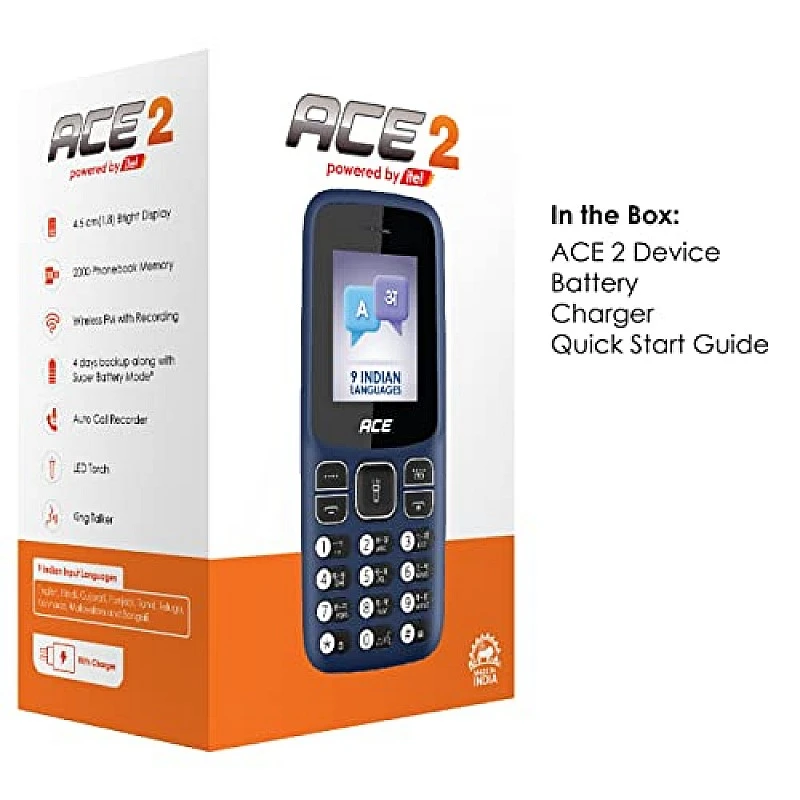 Itel Ace 2 with a 1.8-inch Display Size 1000 mAh Battery, Bluetooth Deep Blue Itel Ace 2 with a 1.8-inch Display Size 1000 mAh Battery, Bluetooth Deep Blue