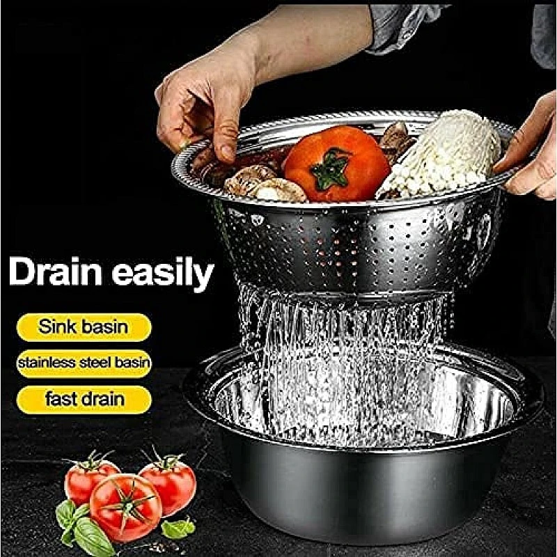 Airtree 3 in 1 Stainless Steel Basin Grater Colander Airtree 3 in 1 Stainless Steel Basin Grater Colander