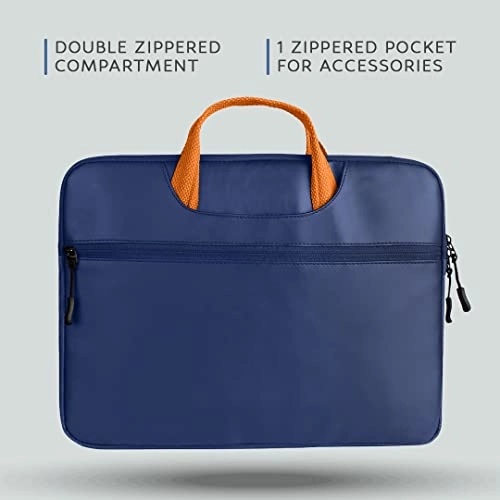 AirCase Vegan Leather Laptop Sleeve with Handle for 15.6-Inch Blue AirCase Vegan Leather Laptop Sleeve with Handle for 15.6-Inch Blue