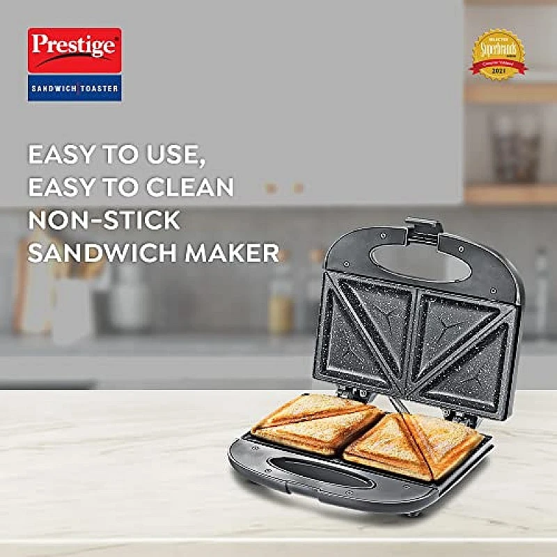 Prestige PSFSP - Spatter Coated Non-stick Sandwich Toasters With fixed Sandwich Plates, Black Prestige PSFSP - Spatter Coated Non-stick Sandwich Toasters With fixed Sandwich Plates, Black
