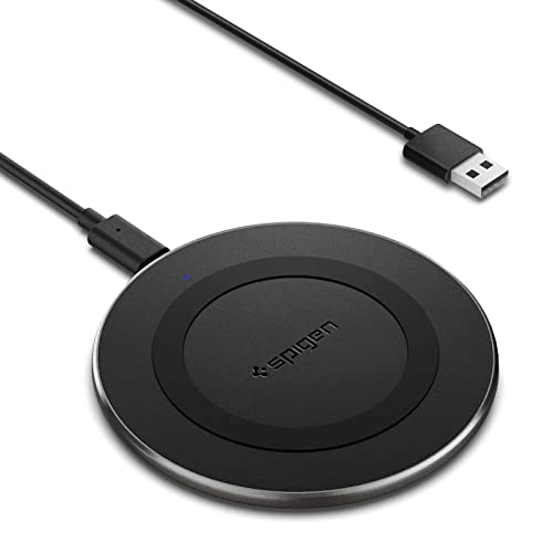 Spigen Essential Wireless Charger for iPhone 14/13/12/11/X.8 Series, Samsung Galaxy S23/S22/S21/S20 - Black Spigen Essential Wireless Charger for iPhone 14/13/12/11/X.8 Series, Samsung Galaxy S23/S22/S21/S20 - Black
